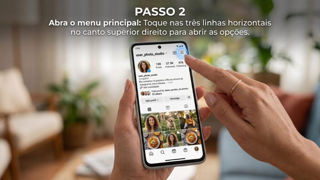 Abra o menu principal