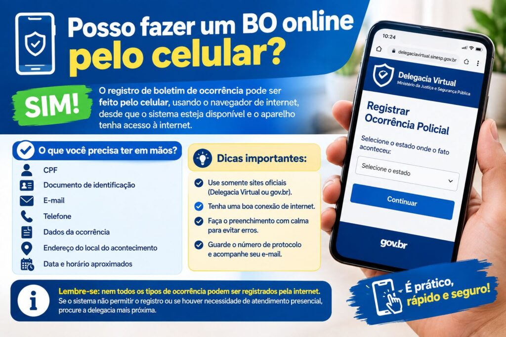 Posso fazer um BO online pelo celular