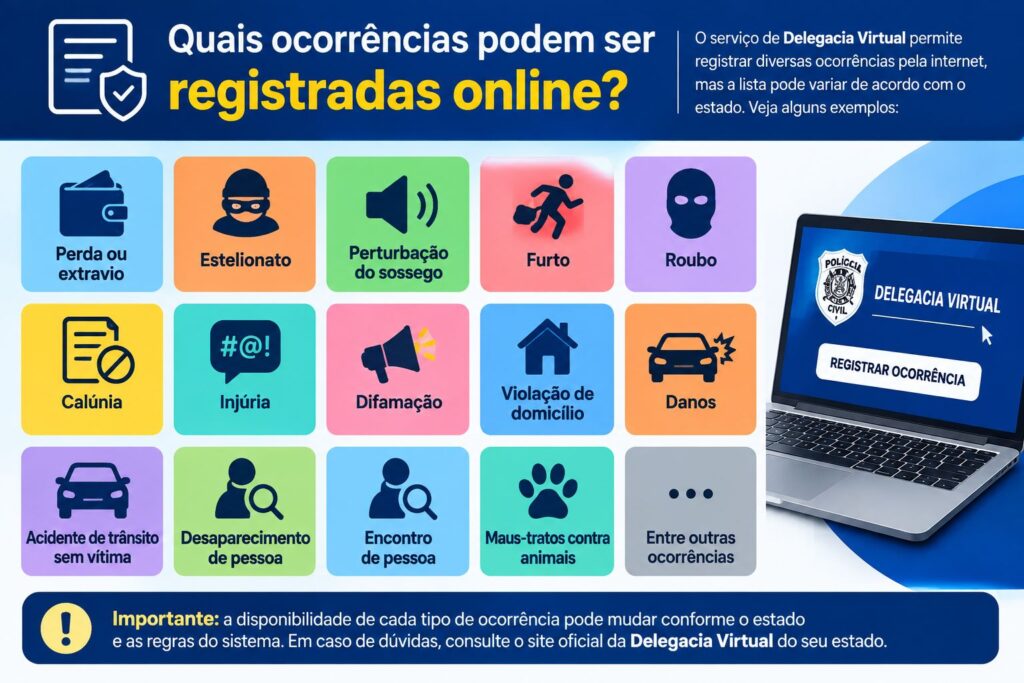 Quais ocorrências podem ser registradas online