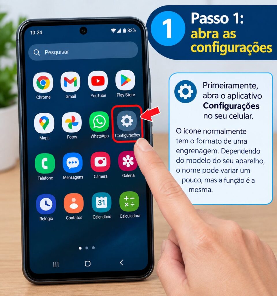 Passo 1: abra as configurações