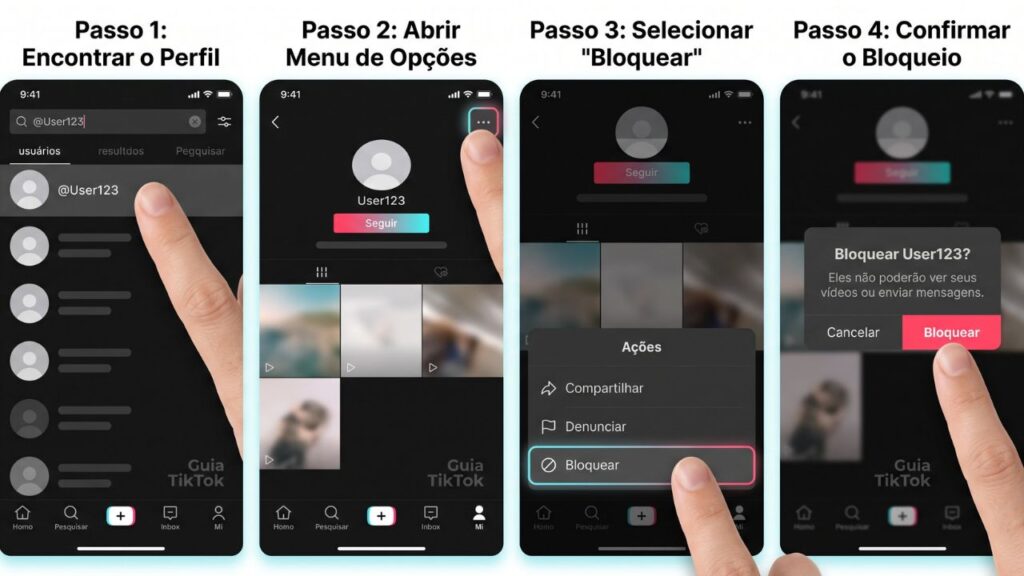 tutorial de como bloquear alguém no tiktok