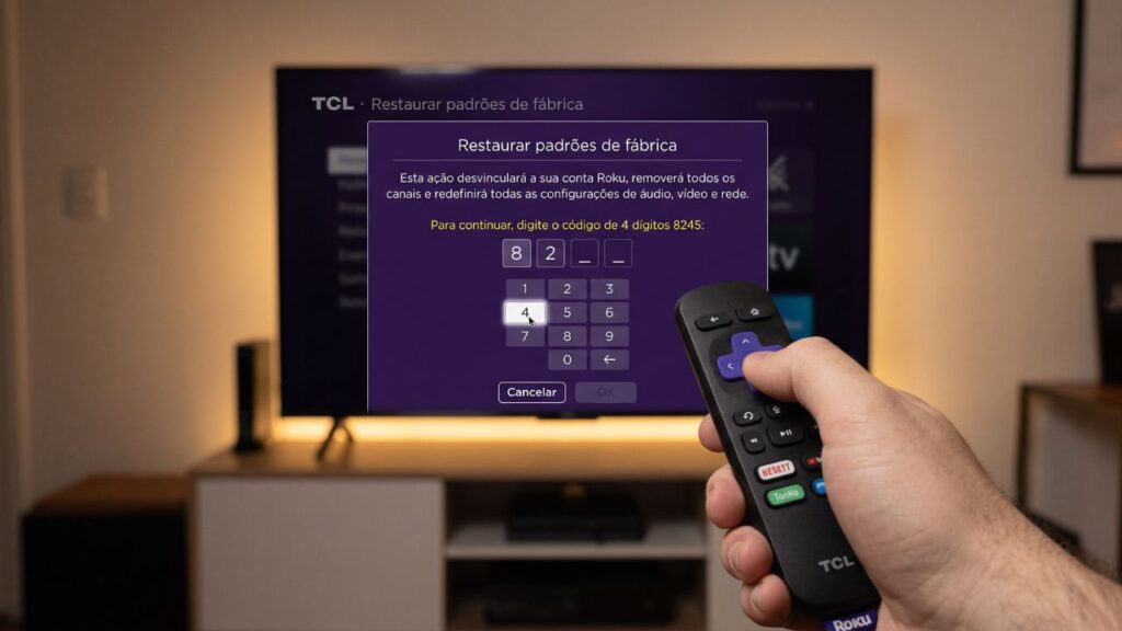 A TV vai exibir um código numérico na tela